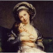 elisabeth vigee-lebrun Self-Portrait in a Turban with Her Child France oil painting artist